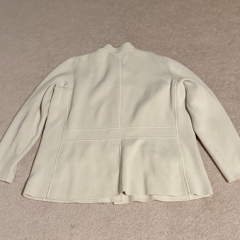 Talbots Woman Petites Cream Button-Up Sweater Cardigan - Picture 9 of 11